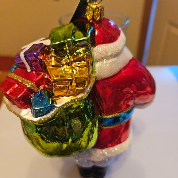 glassware art studio jolly Santa ornament 6.5' made in Poland - Picture 5 of 11